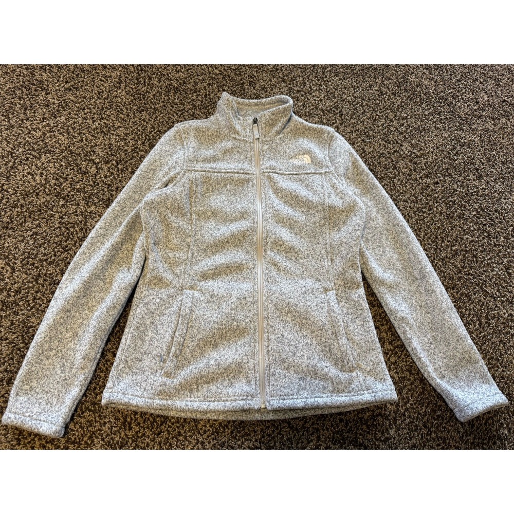 The North Face Jacket Womens Medium Gray Fleece Full Zip Button Collar
